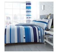 FAIRWAYUK Striped Bedding Set, 3 Pcs Reversible Printed Duvet Cover With Pillowcase, Super Soft Hypoallergenic Quilt Covers, Blue, Kingsize 230x220cm