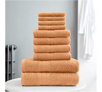 FAIRWAYUK Towels 10 Piece Bale Set - 4 Face 4 Hand 2 Bath Towel - 100% Egyptian Cotton 450 GSM, Premium Quality Highly Water Absorbent Bathroom Accessories, Machine Washable, Peach