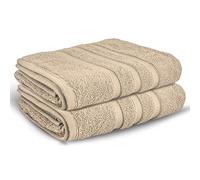 FAIRWAYUK Towels Bath Sheets - 2 Pack Egyptian Cotton Luxury Water Absorbent 550 GSM - 90X140CM (Natural, Bath Sheet (2PK)