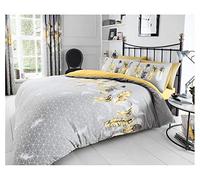 FAIRWAYUK Yellow and Grey Duvet Cover Set Single, Reversible Quilt Bedding With Pillowcase, Ultra Soft, Easy Care