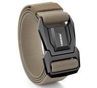 FAIRWIN Belt for Men, Quick Release Tactical Belt, Military Work 1.5" Stretch Nylon Web Belt with Heavy Duty Seatbelt Buckle, Khaki, 36"-42"Waist Adjustable