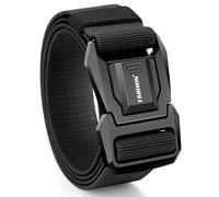 FAIRWIN Belt for Men, Quick Release Tactical Belt, Military Work 1.5" Stretch Nylon Web Belt with Heavy Duty Seatbelt Buckle, Black, 36"-42"Waist Adjustable