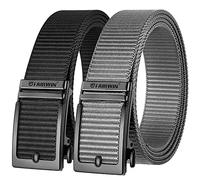 Fairwin FAIRWIN Golf Belts for Men 2 Pack Mens Ratchet Casual Belts for Jeans Adjustable Slide Belt Carry Belt Web Nylon Belt, Black+gray, S(Waist 33''-37'')