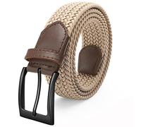Fairwin Men Elasticated Braided Belt Stretch Woven Nylon Pin Buckle 3.3cm Belts Golf Summer Sport Narrow Webbing Mens Elastic Stretchy Canvas