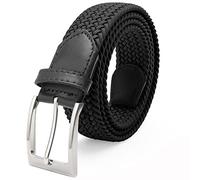 Fairwin Men Stretchy Braided Belt Elasticated Nylon Pin Buckle No Holes 3.3cm Woven Belts Summer Sport Golf Narrow Webbing Casual Mens Trousers
