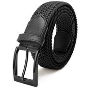 FAIRWIN Men's Golf Belt, Stretch Braided Elastic Woven Casual Jeans Belts 1 3/8" Nylon Web Work Belts for Men, Black, L (Waist 36"-42") Stretch