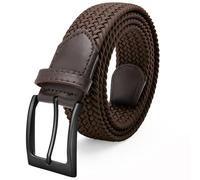 FAIRWIN Men's Golf Belt, Stretch Braided Elastic Woven Casual Jeans Belts 1 3/8" Nylon Web Work Belts for Men, Coffee, M (Waist 30"-36") Stretch