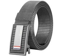 Fairwin Ratchet Nylon Golf Belts Causal for Jeans Adjustable Web Mens Belt Soft Canvas Hiking Work Carry Belt Cloth Fabric, Grey, Size S for Waist 33"-37"
