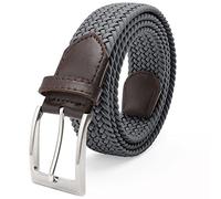 Fairwin Woven Elastic Belt Men Braided Nylon Pin Buckle No Holes 3.3cm Stretch Belts Webbing Narrow Casual Jeans Elasticated Stretchy Trousers