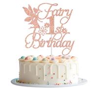 Fairy 1st Birthday Cake Topper, Fairy First Birthday Decorations, Girls 1st Birthday Cake Decor, Floral Fairy Baby Shower Birthday Party Decorations, Rose Gold Glitter