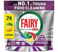 Fairy 30 Minute Miracle Platinum Plus Dishwasher Tablets, Fairy N.1 In Tough Food Cleaning, Dishwasher Cleaner, 74 Capsules