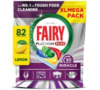 Fairy 30 Minute Miracle Platinum Plus Dishwasher Tablets, 82 Capsules,Fairy N.1 in Tough Food Cleaning, Dishwasher Cleaner