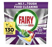 Fairy 30 Minute Miracle Platinum Plus Dishwasher Tablets, Fairy N.1 In Tough Food Cleaning, Dishwasher Cleaner, 130 Capsules