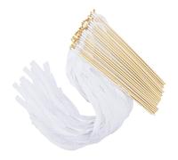 Fairy - 50 Pieces Celebration Sticks, Wedding Send-Off Props | Decorative Streamers with Bells on Wooden Handles, Elegant Party Favor for Bridal Shower Festive Gathering Holiday Events