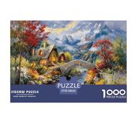 Fairy Abode by The Stream Bridge Jigsaw Puzzles for Adults Kids Interesting Puzzles 1000 Jigsaws Brain Challenge Home Decoration Gifts 38x26cm/1000pcs