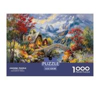 Fairy Abode by The Stream Bridge Jigsaw Puzzles for Adults Kids Interesting Puzzles 1000 Pieces Educational Games for Adults Gifts 52x38cm/1000pcs