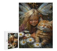 Fairy And Kitten in Daisy Field Puzzle 1000 Teile Schwer Puzzle Spielzeug Lernspiel Impossible Herausforderungsspielzeug Für Erwachsene Kinder 500 PCS