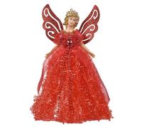 Fairy Angel Christmas Tree Topper 22CM - Fabric Pendant Doll Decoration With Feather Wings, Handmade Tree Top Ornament - Enjoy Youselves