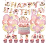 Fairy Birthday Decorations - 33PCS Fairy Party Decorations Kit with Bunting Balloons and Cake Toppers, Enchanted Afternoon Tea Party Decorations for Kids, Whimsical Decorations for Baby Shower Bash