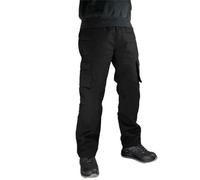 FAIRY BOUTIQUE Adult Cargo Work Wear Trousers Mens Plain Triple Stitched Stress Seams Cargo Pockets Pants Black