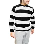 FAIRY BOUTIQUE Adults Unisex Red and Black Striped Knitted Crew Neck Jumper Kids Long Sleeve Halloween Parties Fancy Sweatshirt Sweater Top