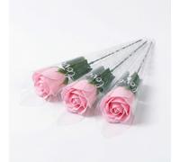 FAIRY BOUTIQUE Artificial Flowers Roses - Premium Long Stem Fake Flowers for Vase, Graves & Wedding Bouquet - Realistic Faux Rose for Indoor Home or Romantic Valentine’s Gift - Baby Pink, 3 Pieces