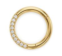 FAIRY BOUTIQUE Dainty Nose Ring Hoop Minimalist Stainless Steel Seamless Septum Clicker Ring Hypoallergenic Cartilage Helix Tragus Piercing Jewellery For Women Men (Gold, 1.2mm x 10mm)