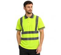 FAIRY BOUTIQUE Hi Vis Polo Shirt Mens High Visibility Work Top | Reflective Safety Tape, Short Sleeve, Breathable Workwear, Construction & Warehouse, Security & Railway, Size S-3XL