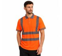 FAIRY BOUTIQUE Hi Vis Polo Shirt Mens High Visibility Work Top | Reflective Safety Tape, Short Sleeve, Breathable Workwear, Construction & Warehouse, Security & Railway, Size S-3XL