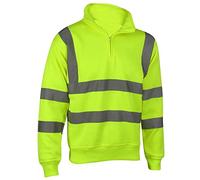 FAIRY BOUTIQUE Hi Vis Quarter Zip Sweatshirt with Reflective 2 Band & Brace | Mens Long Sleeve Fleece, Ribbed Cuffs, Construction & Warehouse, High Visibility Top, Safety Pullover, Sizes S-XXL