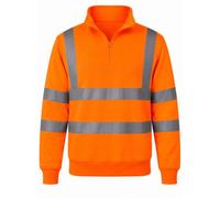 FAIRY BOUTIQUE Hi Vis Quarter Zip Sweatshirt with Reflective 2 Band & Brace | Mens Long Sleeve Fleece, Ribbed Cuffs, Construction & Warehouse, High Visibility Top, Safety Pullover, Sizes S-XXL