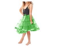FAIRY BOUTIQUE Kids 80s Fancy Dance Party 18 Inches Long Tutu Skirt Girls 2 Layer Elasticated Waist Bow Tie at Front Petticoat Tutu Skirt Green