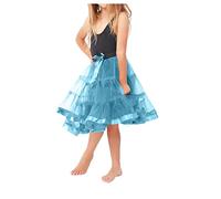 FAIRY BOUTIQUE Kids 80s Fancy Dance Party 18 Inches Long Tutu Skirt Girls 2 Layer Elasticated Waist Bow Tie at Front Petticoat Tutu Skirt Turquoise