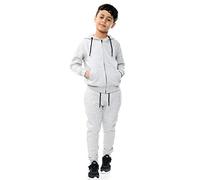 FAIRY BOUTIQUE Kids Girls Boys Plain Tracksuit Back to School - Children Pe School Zipper Hoodie Top Bottom Jogging Suit (Grey, 11-12 Years)
