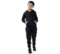 FAIRY BOUTIQUE Kids Girls Boys Plain Tracksuit Back to School - Children Pe School Zipper Hoodie Top Bottom Jogging Suit (Black, 9-10 Years)