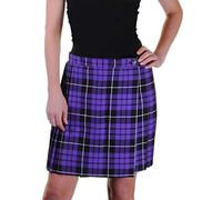 Ladies 18 Inches Tartan Skirts Womens Fancy Party Wear Tartan Pleated Wrap Over Buttoned Kilt Skirt UK Size 8-18 Purple