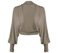 FAIRY BOUTIQUE Ladies Batwing Shrug Cropped Cardigan Long Sleeve Plain Jersey Bolero Top Cardigan (Mocha UK 8-10)