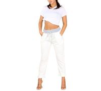 FAIRY BOUTIQUE Ladies Elastic Waist Floral Print Turn Up Trousers Womens Side Pocket Drawstring Italian Pants