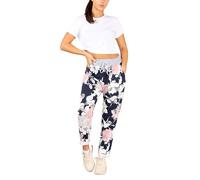FAIRY BOUTIQUE Ladies Elastic Waist Floral Print Turn Up Trousers Womens Side Pocket Drawstring Italian Pants
