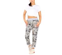 FAIRY BOUTIQUE Ladies Elastic Waist Floral Print Turn Up Trousers Womens Side Pocket Drawstring Italian Pants