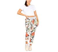 FAIRY BOUTIQUE Ladies Elastic Waist Floral Print Turn Up Trousers Womens Side Pocket Drawstring Italian Pants
