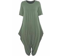 FAIRY BOUTIQUE Ladies Italian Drape Lagenlook Baggy Harem Jumpsuit Womens Short Sleeve Round Neck Casual Playsuit