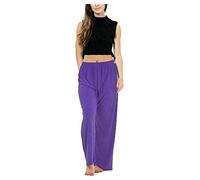 FAIRY BOUTIQUE Ladies ITY Palazzo Womens Full Length Wide Leg Flared Trousers Stretch Elasticated Waist Plus Size Pants Purple