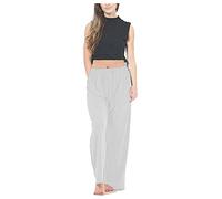 FAIRY BOUTIQUE Ladies ITY Palazzo Womens Full Length Wide Leg Flared Trousers Stretch Elasticated Waist Plus Size Pants White