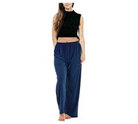 FAIRY BOUTIQUE Ladies ITY Palazzo Womens Full Length Wide Leg Flared Trousers Stretch Elasticated Waist Plus Size Pants Navy