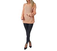 FAIRY BOUTIQUE Ladies Long Sleeve Knitted Fishnet Baggy Jumper Womens Oversized Crew Neck Loose Sweater Top Peach