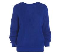FAIRY BOUTIQUE Ladies Long Sleeve Knitted Fishnet Baggy Jumper Womens Oversized Crew Neck Loose Sweater Top Royal Blue