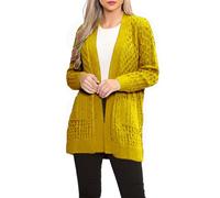FAIRY BOUTIQUE Ladies Long Sleeve Marl Chunky Knitted Boyfriend Cardigan Womens Open Baggy 2 Pocket Sweater Mustard