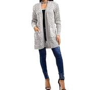 FAIRY BOUTIQUE Ladies Long Sleeve Marl Chunky Knitted Boyfriend Cardigan Womens Open Baggy 2 Pocket Sweater (Beige Marl UK 16-18)