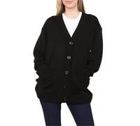 FAIRY BOUTIQUE Ladies Long Sleeve Oversized V Neck 5 Button Longline Pockets Cardigan Womens Plus Size Baggy Summer Soft Knitted Outwear Sweater Black